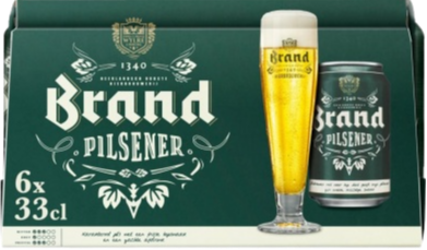 Brand Pilsener sixpack met blikjes van 33cl Brand Pilsener sixpack met blikjes van 33cl